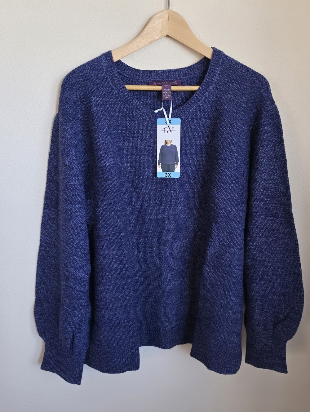 Gloria Vanderbilt Navy Blue Crewneck Sweater 3X NWT
